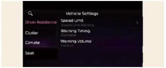 Driver Assistance settings (infotainment system) (if equipped)
