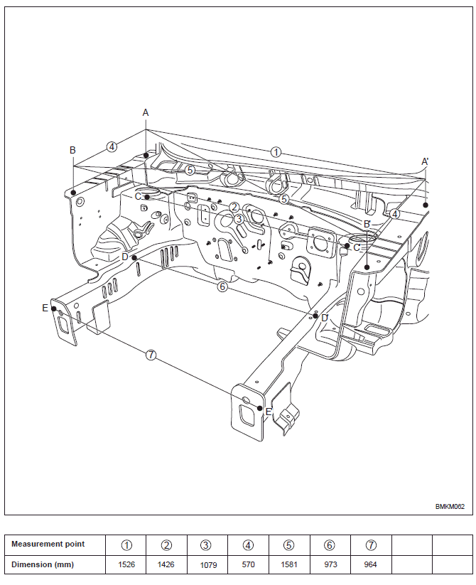 Side frame straight - line dimensions