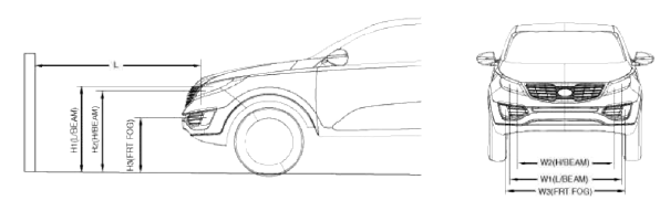 H1 : Height between the head lamp bulb center and ground (Low beam)