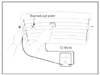 3. If a heater line is burned out between the center point and (-) terminal,