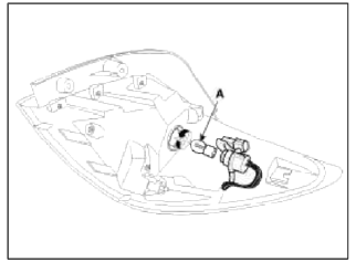 4. Loosen the nuts (A) after removing the tailgate lamp cover.