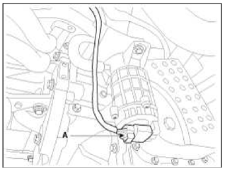 4. Disconnect the vacuum hose (A).
