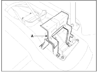 4. Loosen the adjusting nut (A) and remove the parking brake cables.