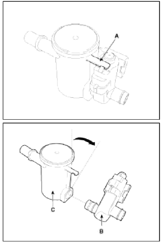 7. Install a new fuel tank air filter in accordance with the reverse order.