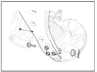 8. Disconnect the drive shaft end (A) from the knuckle.