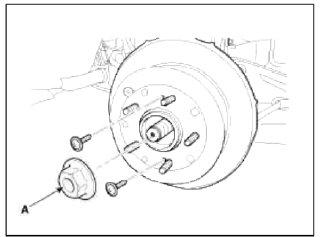 6. Remove the rear brake lining assembly (A). (Refer to BR group - Parking