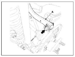 12. Push the rear axle carrier outward and separate the driveshaft (A) from