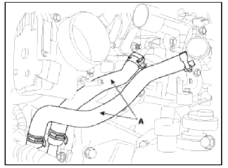 16. Remove the water temperature control assembly (A) with the water inlet