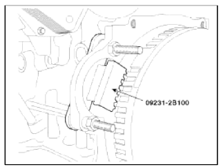 25. Remove the drive belt tensioner (A).