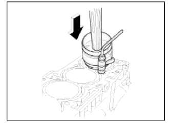 12. Apply liquid gasket to the mating surface of cylinder block and ladder