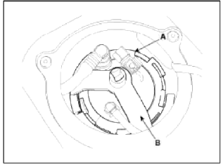 Fuel pump locking ring loosening torque: Min. 68.65 M.m (Min. 7 kgf.m.