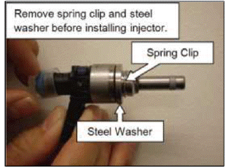 11. Install the Washer Seal onto injector with the rubber side (stepped)