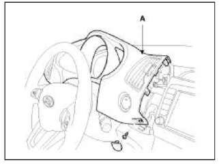 3. Using the screwdriver, remove the crash pad garnish (A).
