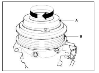 3. Check operation of the magnetic clutch. Connect the compressor side