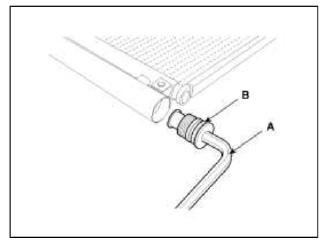 2. Remove the desiccant (A) from condenser using a long nose plier. Check for