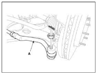 4. Loosen the bolt & nut and then remove the lower arm (A).