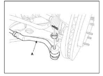 4. Loosen the bolt & nut and then remove the lower arm (A).