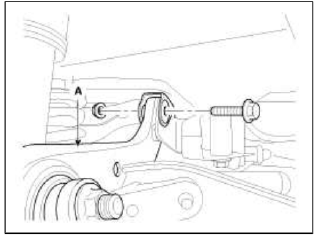 3. Loosen the bolt & nut and then remove the rear upper arm (A) with the sub