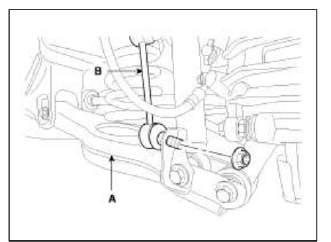 3. Loosen the mounting bolt and then remove the stabilizer bar (A) with the
