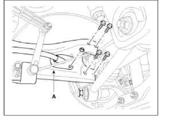3. Loosen the parking brake cable bracket bolt (A) & height sensor bracket
