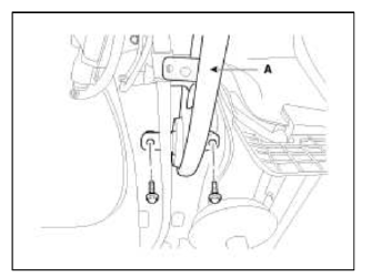 4. Loosen the shock absorber mounting bolts (A).