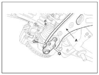 3. Remove the front lower arm (A) and then loosen the bolts & nuts.
