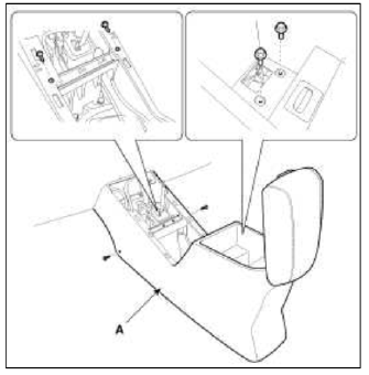 8. Disconnect the floor console main connector (A).