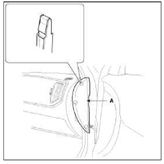 2. Disconnect the guide (B) from the glove box (A).