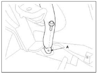 5. After loosening the mounting bolts, then remove the rear seat bracket (A).