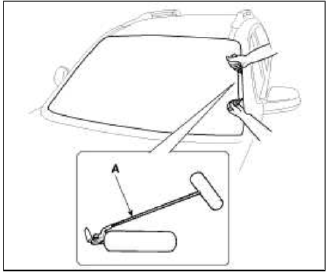 4. Remove the windshield glass (B) carefully using the glass holder (A).