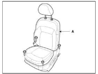 3. Disconnect the power seat connectors (A), airbag connector (B).