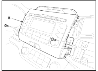 5. Disconnect the connector (A) installed on the center fascia panel.