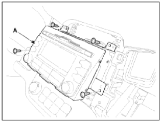 7. Disconnect the audio connectors and cable (A), then remove the audio unit