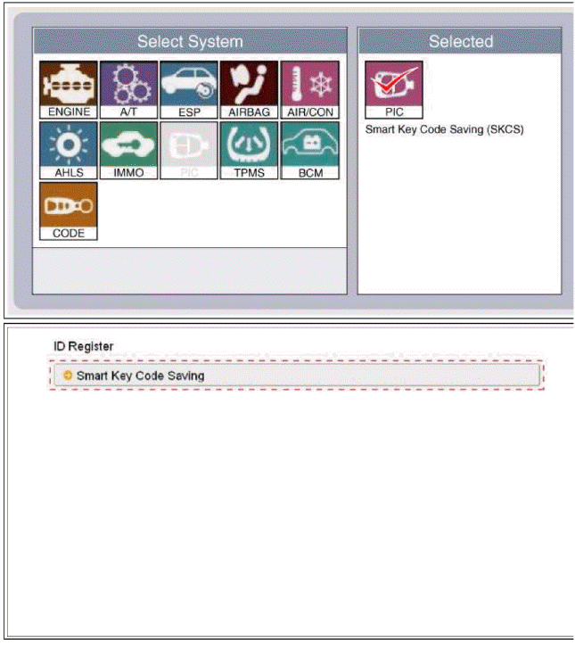3. After selecting "Smart key teaching" menu, push "Enter" key, then the